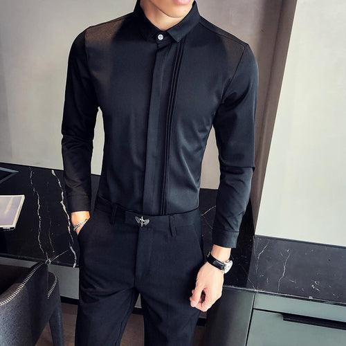 Men Tuxedo Shirt Long Sleeve - HABASH FASHION