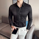 High Quality Men Shirt Long Sleeve Solid Formal Business - HABASH FASHION