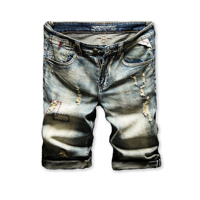 Men Shorts Summer Retro Style Ripped Design Slim - HABASH FASHION