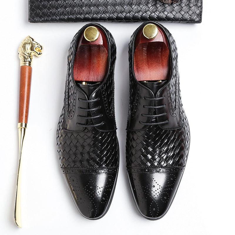Men Dress Shoes Pointed Genuine Leather - HABASH FASHION