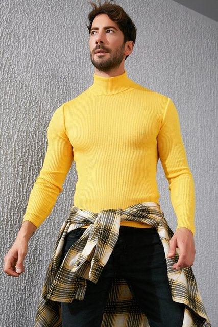 Men Full Turtleneck Slim Fit Sweater Multi - HABASH FASHION