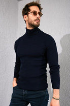 Men Full Turtleneck Slim Fit Sweater Multi - HABASH FASHION