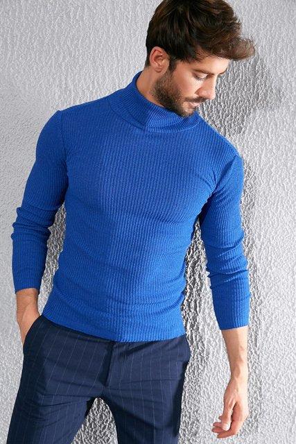 Men Full Turtleneck Slim Fit Sweater Multi - HABASH FASHION