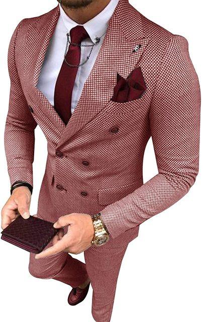 Men Suit Grey Slim Fit Double breasted - HABASH FASHION