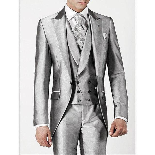 Italian Tailcoat Design Men Suits For Wedding Prom (Jacket+Pants+Vest) - HABASH FASHION