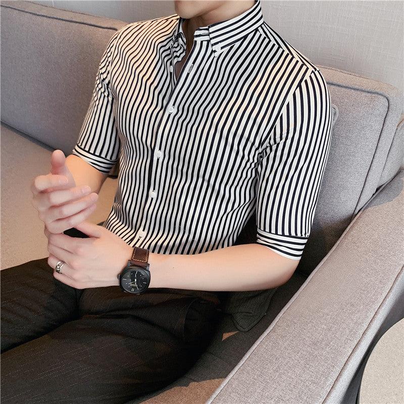 Quality Business Formal Men Striped Shirts Short Sleeve Simple - HABASH FASHION