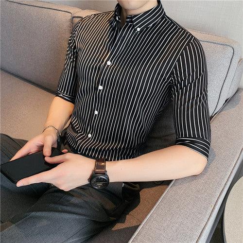 Quality Business Formal Men Striped Shirts Short Sleeve Simple - HABASH FASHION