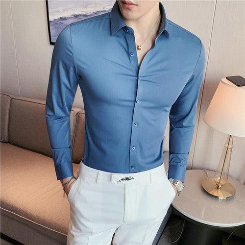 Men High-Grade Long-Sleeve Shirts/Male Slim Fit Business Casual - HABASH FASHION