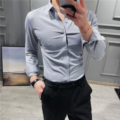 Men High-Grade Long-Sleeve Shirts/Male Slim Fit Business Casual - HABASH FASHION