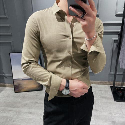 Men High-Grade Long-Sleeve Shirts/Male Slim Fit Business Casual - HABASH FASHION