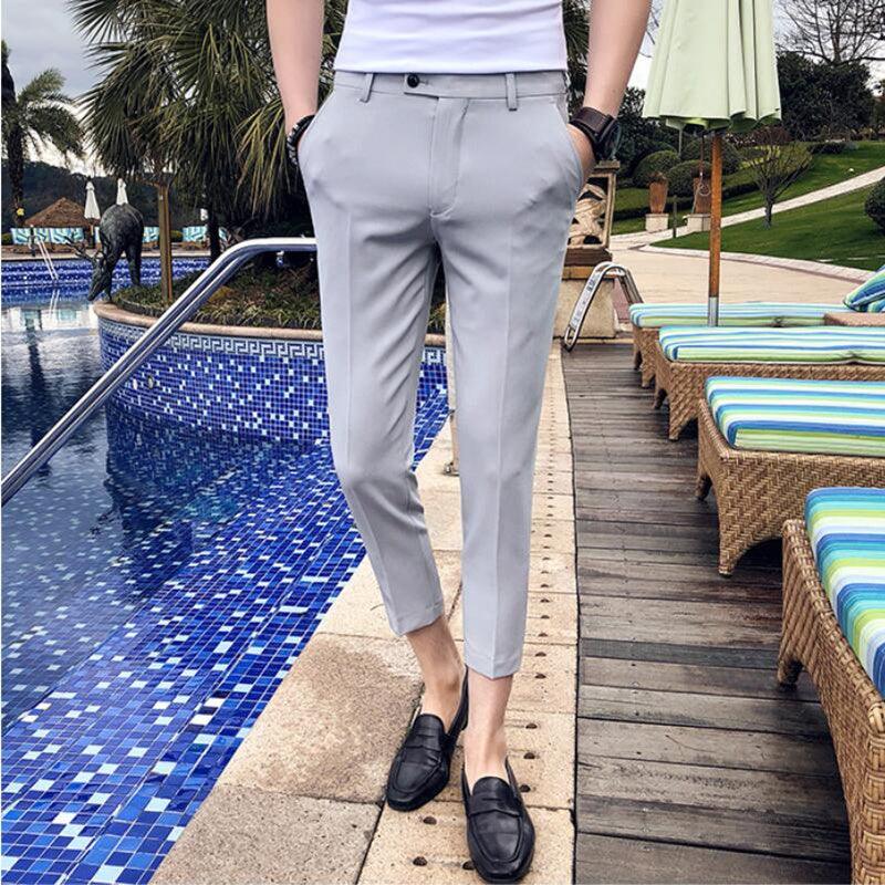 Men Elegant Slim Fit Tight-ankle Suit Trousers Pants - HABASH FASHION