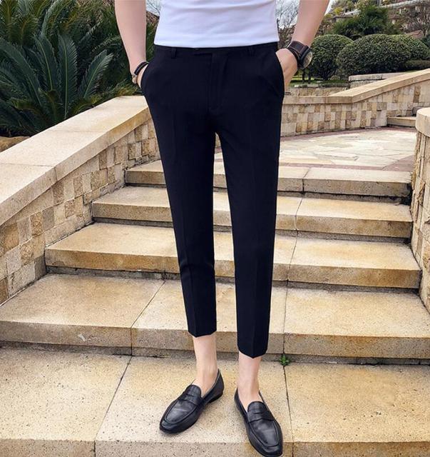 Men Elegant Slim Fit Tight-ankle Suit Trousers Pants - HABASH FASHION