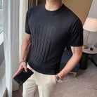 Men sleeve  T shirt round collar British slim casual - HABASH FASHION