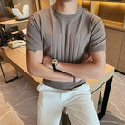 Men sleeve  T shirt round collar British slim casual - HABASH FASHION