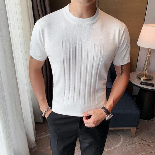 Men sleeve  T shirt round collar British slim casual - HABASH FASHION