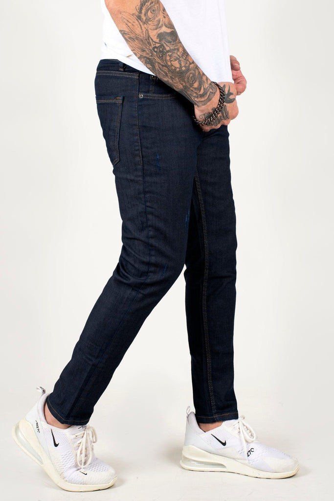 Habash Fashion men five pocket lycra buttoned jeans - HABASH FASHION
