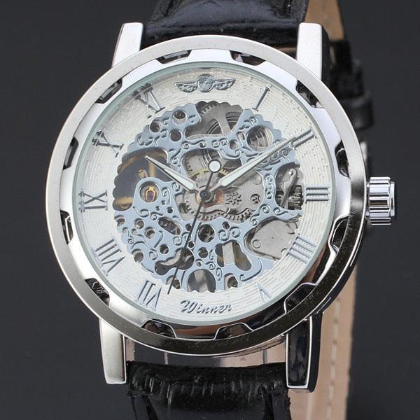 Luxury men mechanical Wristwatch business leather strap - HABASH FASHION