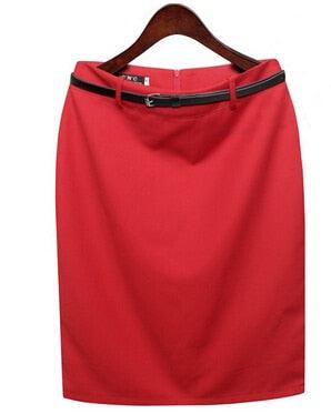 Office Skirt Solid Color Women's A line Knee Length Plus Size 3XL Skirt - HABASH FASHION