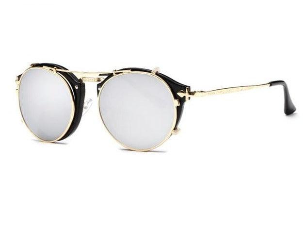 Sunglasses Men Round Sun Glasses Women Baroque Carved Legs All-matching Size Steampunk Clip On - habash-fashion.myshopify.com