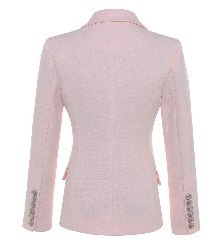 HIGH QUALITY Blazer Women's Silver Lion Buttons Double Breasted Outerwear Blazer - HABASH FASHION