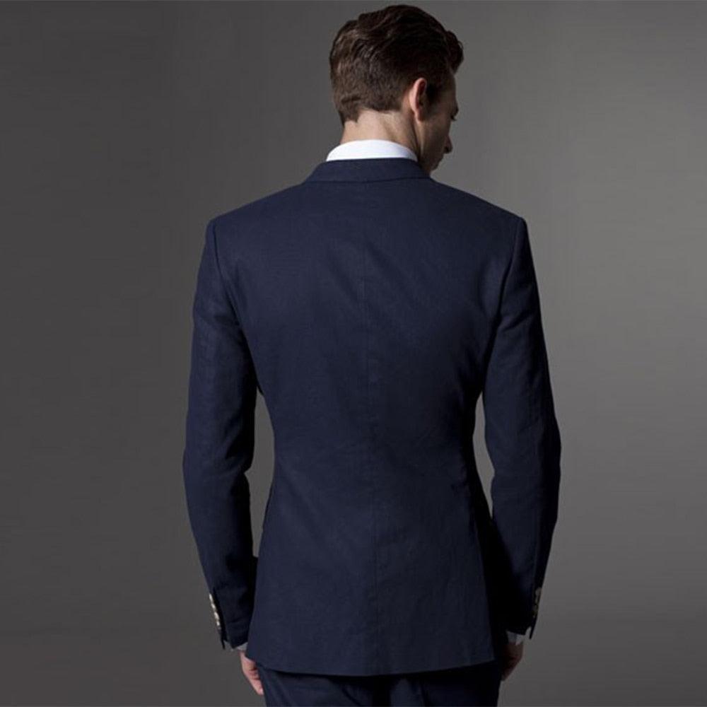 Men Suit Men Tuxedo Custom Made Wedding Suits For Men 2018  Tailored Light Navy Blue Mens Suits With Pants Costume Homme Mariage - habash-fashion.myshopify.com