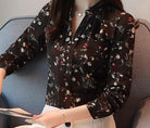 Long sleeve print shirt Fashion women blouse chiffon - HABASH FASHION