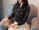 Long sleeve print shirt Fashion women blouse chiffon - HABASH FASHION