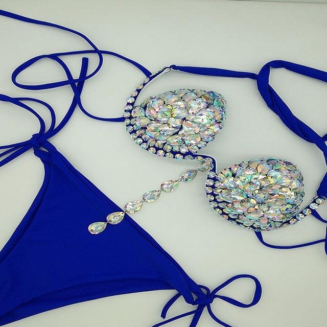 2018 venus vacation newest sexy bikini set diamond crystal women swimwear biquini push up rhinestone bathing suit beachwear - habash-fashion.myshopify.com