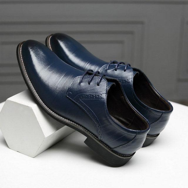 leather shoes men dress shoes lace up Pointed - HABASH FASHION
