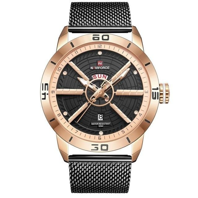 NAVIFORCE Mens Watches Top Brand Luxury Sport Watch Mesh Steel Date Week Waterproof Quartz Watch for Men Clock Relogio Masculino - habash-fashion.myshopify.com