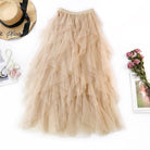 One Size Summer Tulle Skirt Women Boho Long Skirt High Waist Ruffles - HABASH FASHION