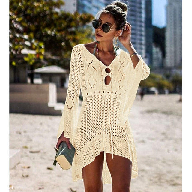 New Sexy Cover Up Bikini Women Swimsuit Cover-up Beach Bathing Suit Beach Wear Knitting Swimwear Mesh Beach Dress Tunic Robe - habash-fashion.myshopify.com