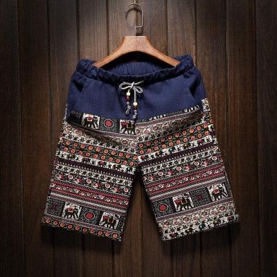 2019 Summer New Men's Bermuda Shorts Loose Straight Floral Hawaiian Casual Linen Short Pants Male Brand - habash-fashion.myshopify.com