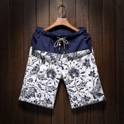 2019 Summer New Men's Bermuda Shorts Loose Straight Floral Hawaiian Casual Linen Short Pants Male Brand - habash-fashion.myshopify.com