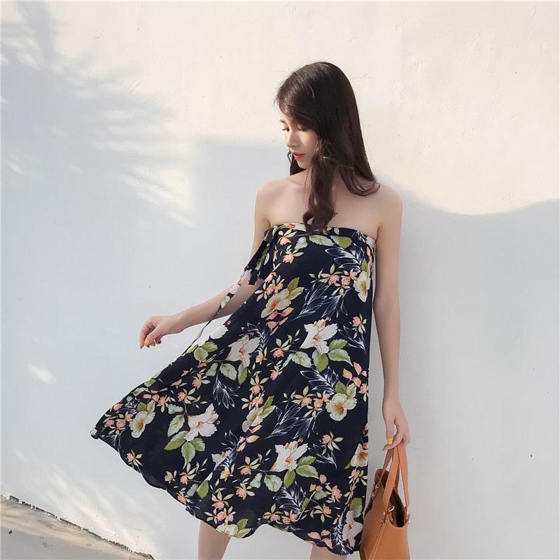 Free size Chiffon skirt long summer super fire flower wrap female skirt - HABASH FASHION