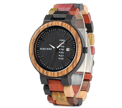 BOBO BIRD Men Watch Luxury Brand Wood Timepieces Week Date Display Quartz Watches Great Gifts relogio masculino Drop Shipping - habash-fashion.myshopify.com