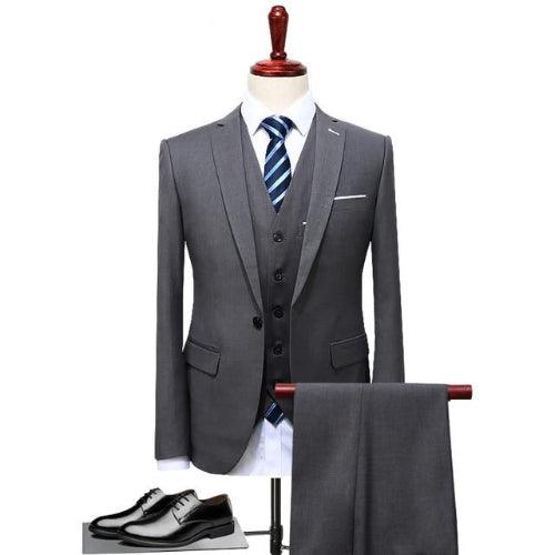 Mens Suits Wedding Groom Plus Size 4XL 3 Pieces(Jacket+Vest+Pant) Slim Fit Casual Tuxedo Suit Male - habash-fashion.myshopify.com