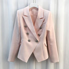 HIGH QUALITY Blazer Women's Silver Lion Buttons Double Breasted Outerwear Blazer - HABASH FASHION